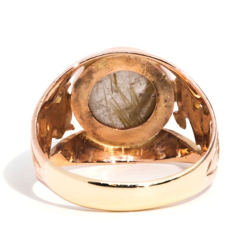 Rory 14ct Rose Gold Cabochon Cut Rutilated Quartz Mens Ring* Rings Imperial Jewellery 