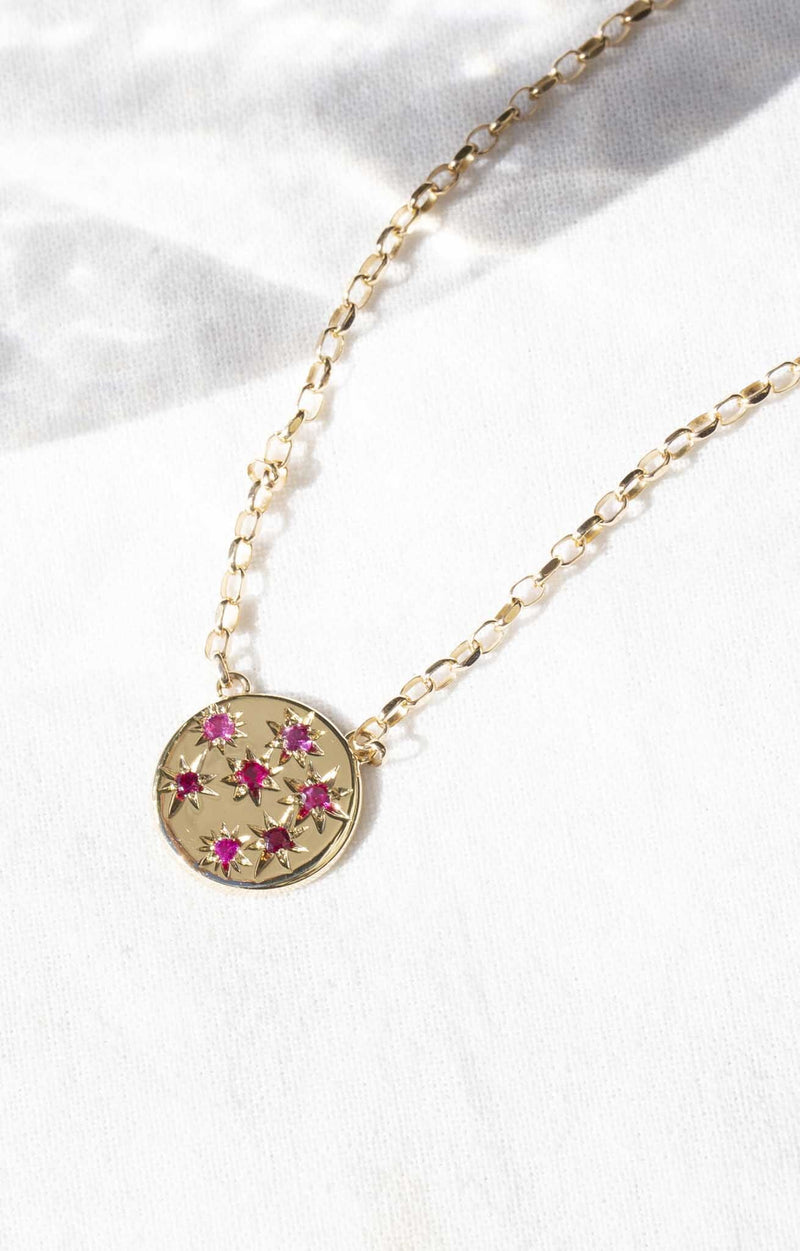 Rosa Reinvented Vintage Star Set Ruby Necklet 9 Carat Gold Pendants/Necklaces Imperial Jewellery 