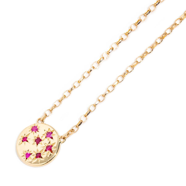 Rosa Reinvented Vintage Star Set Ruby Necklet 9 Carat Gold Pendants/Necklaces Imperial Jewellery 