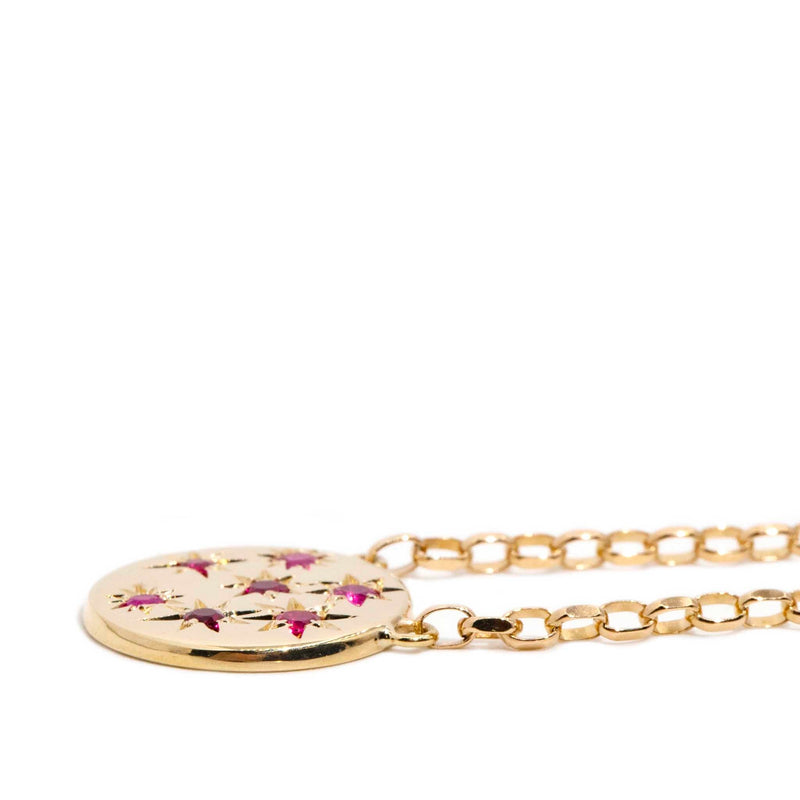 Rosa Reinvented Vintage Star Set Ruby Necklet 9 Carat Gold Pendants/Necklaces Imperial Jewellery 