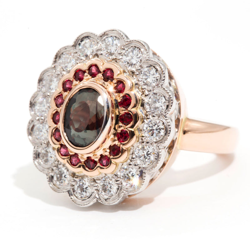 Rosie Handmade Alexandrite Spinel and Diamond Rose Gold Ring Rings Imperial Jewellery 