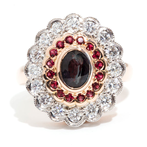 Rosie Handmade Alexandrite Spinel and Diamond Rose Gold Ring Rings Imperial Jewellery 