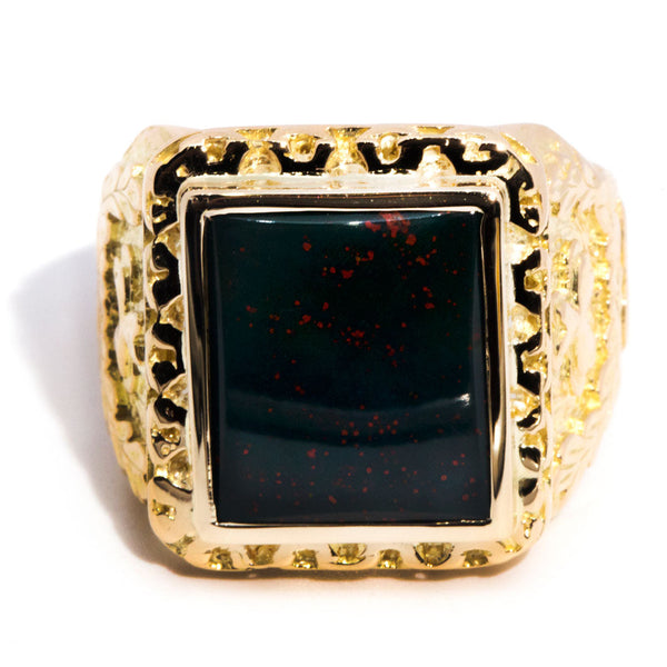 Rowan 18ct Yellow Gold Mens Bloodstone Vintage Signet Ring* Rings Imperial Jewellery