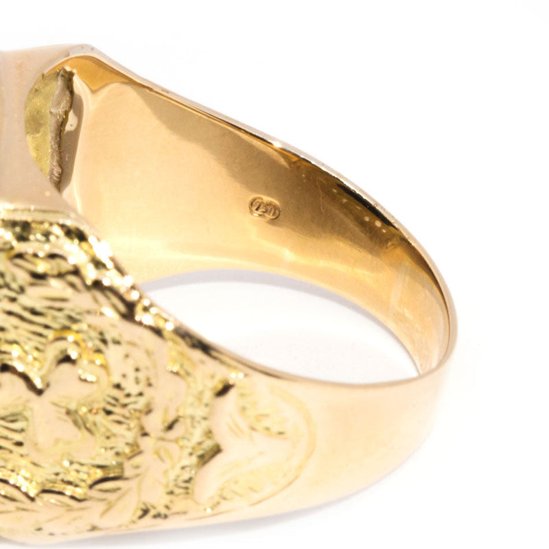 Rowan 18ct Yellow Gold Mens Bloodstone Vintage Signet Ring* Rings Imperial Jewellery