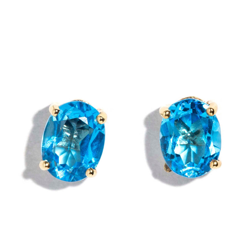 Rumi 1990s Blue Topaz Stud Earrings 9ct Gold Earrings Imperial Jewellery Imperial Jewellery - Hamilton 