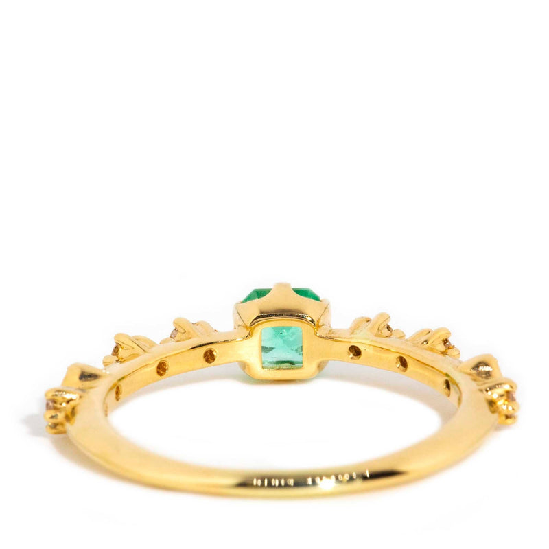 Ruri Natural Emerald & Diamond Ring 18ct Gold Rings Imperial Jewellery 