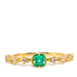 Ruri Natural Emerald & Diamond Ring 18ct Gold Rings Imperial Jewellery Imperial Jewellery - Hamilton 