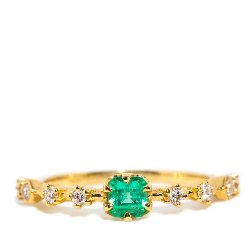 Ruri Natural Emerald & Diamond Ring 18ct Gold Rings Imperial Jewellery Imperial Jewellery - Hamilton 