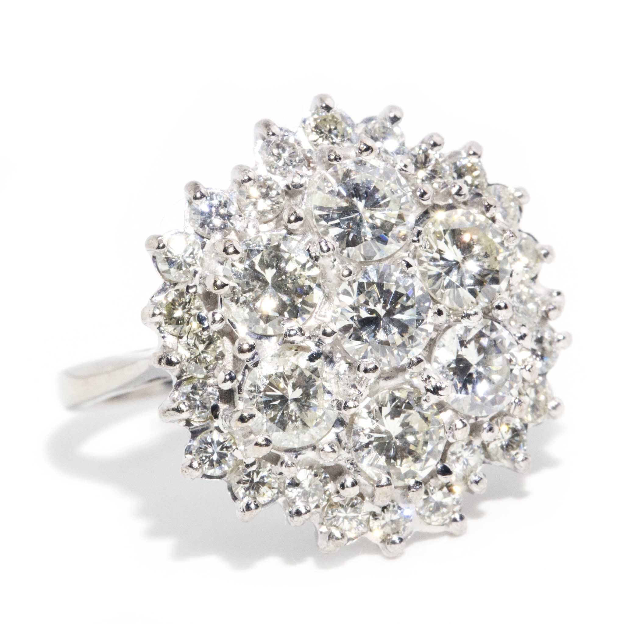 Sabine Circa 1970s 2.50 Carat Diamond Cluster Ring Rings Imperial Jewellery 
