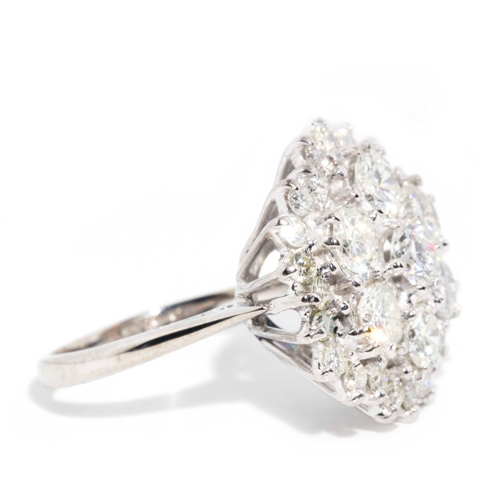 Sabine Circa 1970s 2.50 Carat Diamond Cluster Ring Rings Imperial Jewellery 