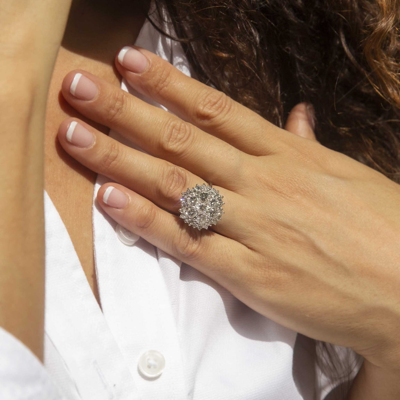 Sabine Circa 1970s 2.50 Carat Diamond Cluster Ring Rings Imperial Jewellery 