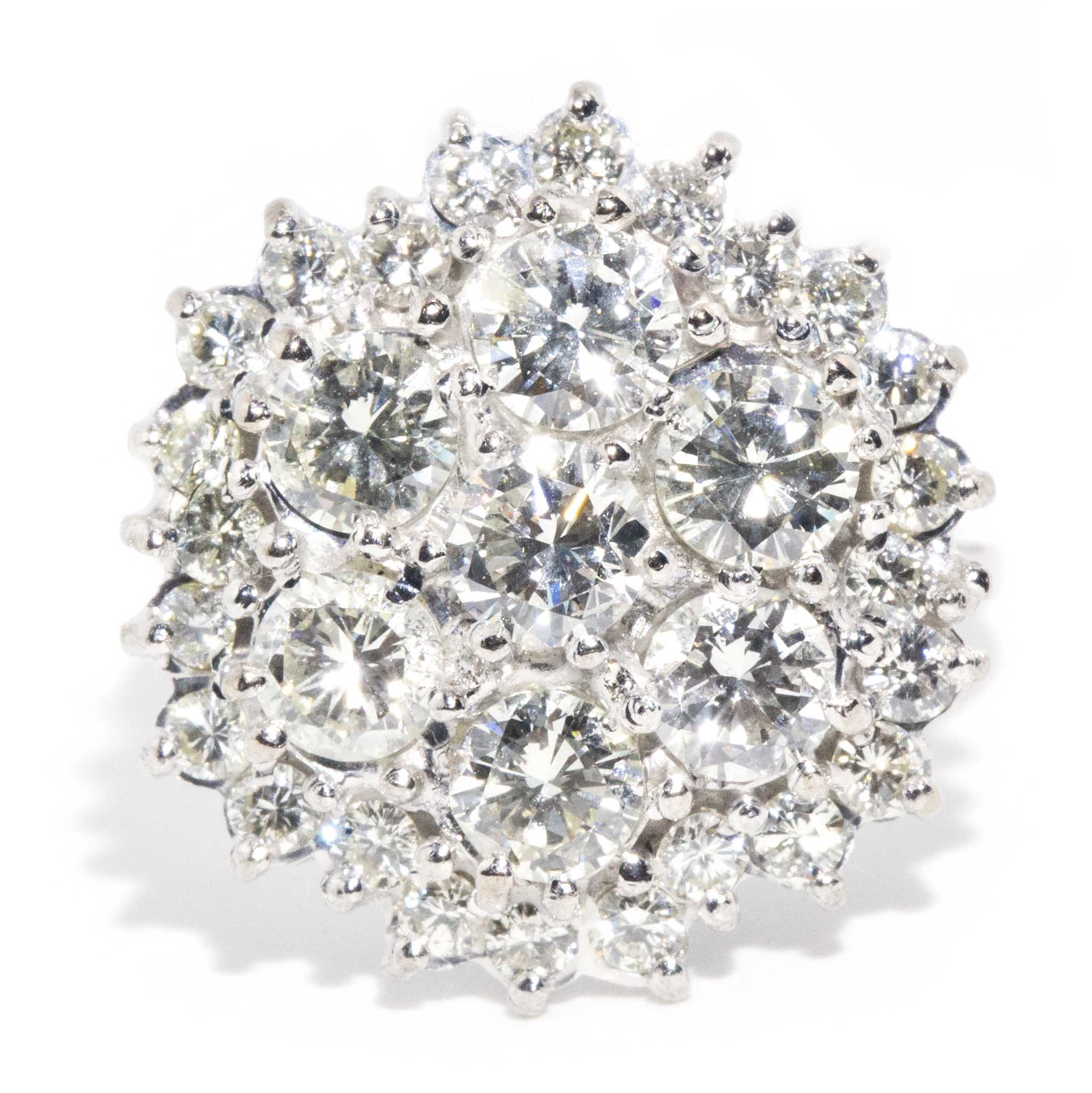 Sabine Circa 1970s 2.50 Carat Diamond Cluster Ring Rings Imperial Jewellery Imperial Jewellery - Hamilton 