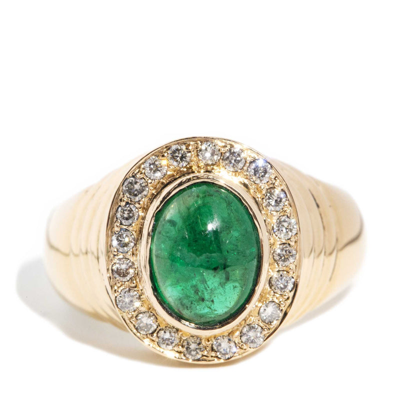 Sade 1970s Emerald & Diamond Domed Ring 18ct Gold* DRAFT Rings Imperial Jewellery Imperial Jewellery - Hamilton 