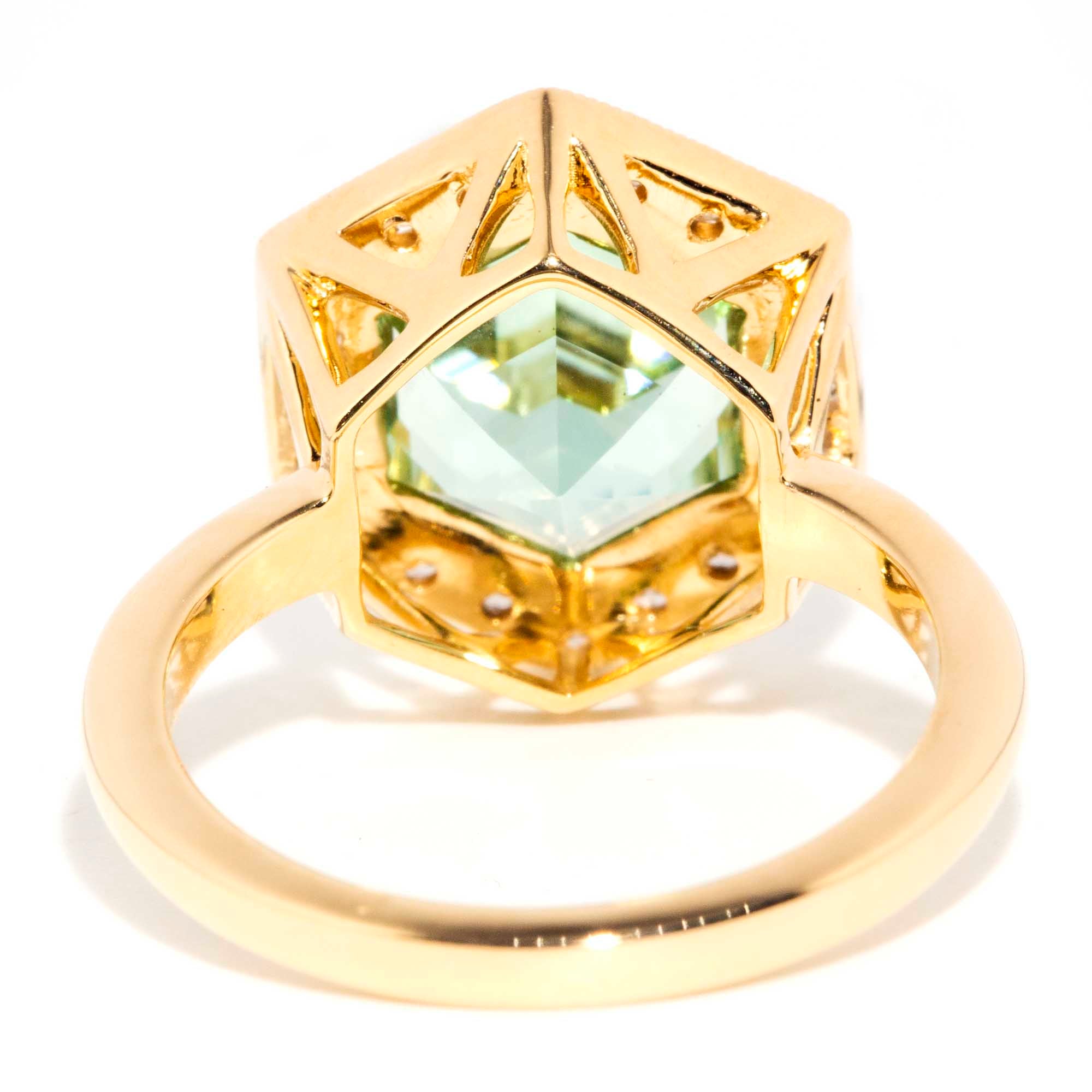 Saffron 18ct Gold Mint Tourmaline & Diamond Ring* OB Gemmo $ Rings Imperial Jewellery 