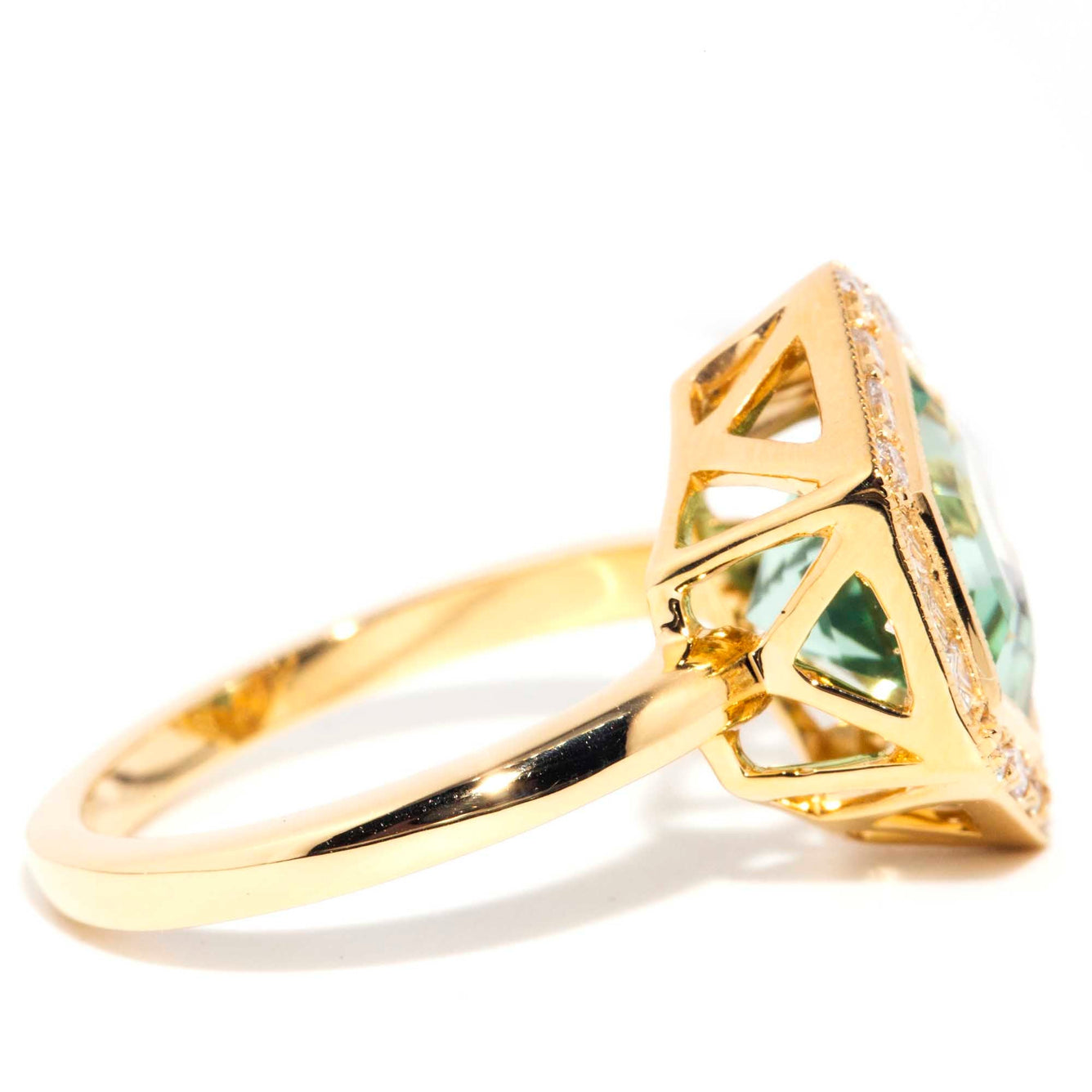 Saffron 18ct Gold Mint Tourmaline & Diamond Ring* OB Gemmo $ Rings Imperial Jewellery 