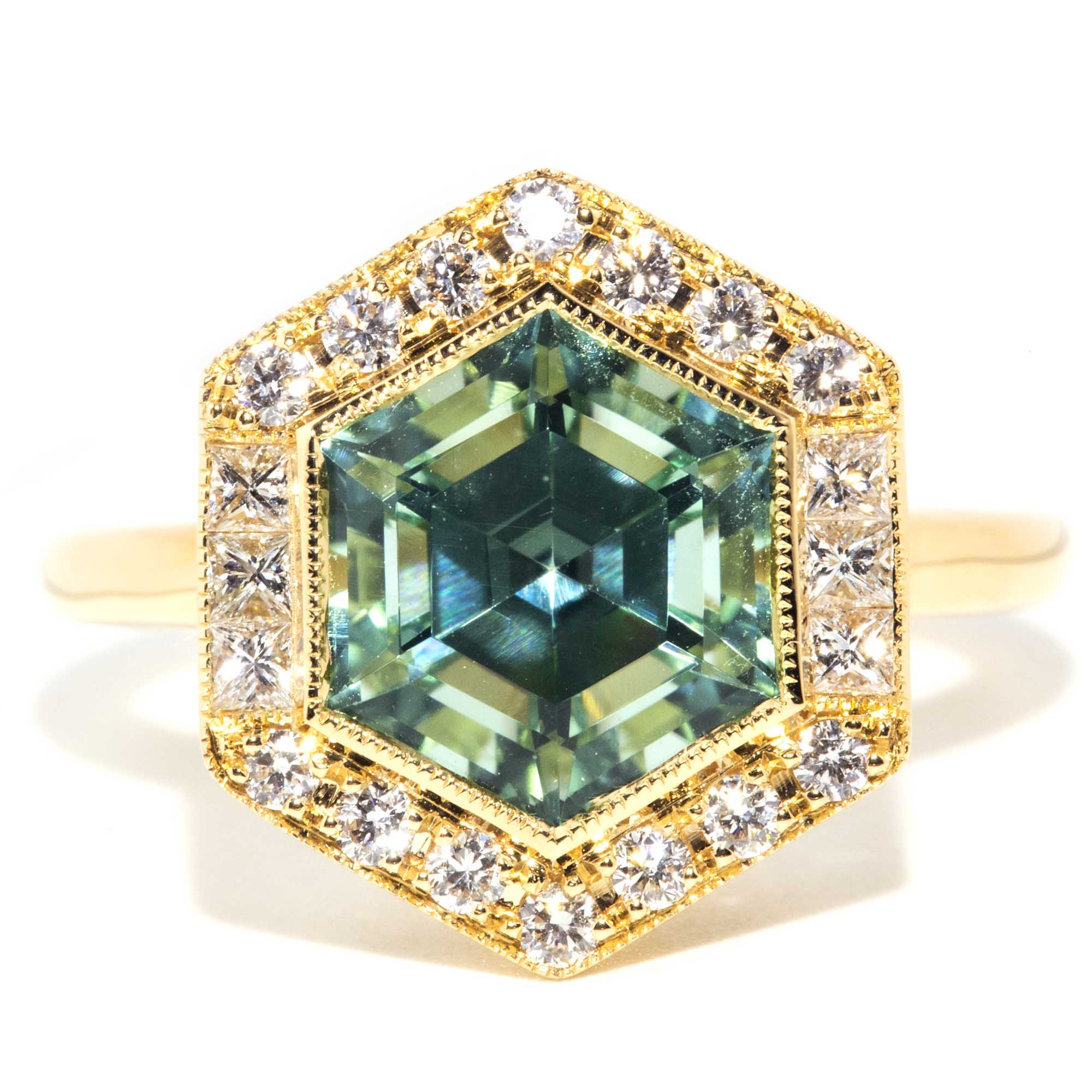 Saffron 18ct Gold Mint Tourmaline & Diamond Ring* OB Gemmo $ Rings Imperial Jewellery Imperial Jewellery - Hamilton 