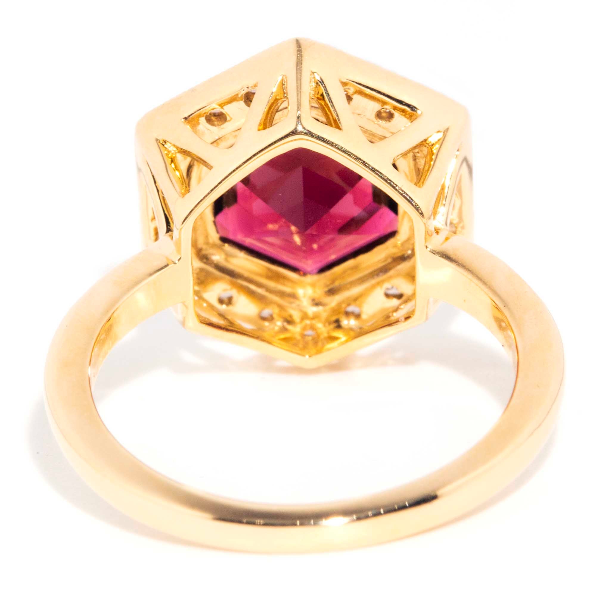 Saffron 18ct Gold Red Purple Tourmaline & Diamond Ring Rings Imperial Jewellery 