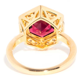 Saffron 18ct Gold Red Purple Tourmaline & Diamond Ring Rings Imperial Jewellery 