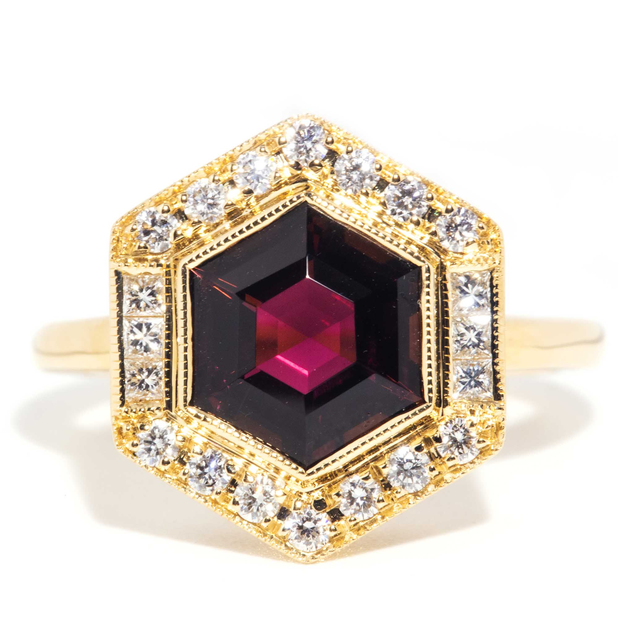 Saffron 18ct Gold Red Purple Tourmaline & Diamond Ring Rings Imperial Jewellery Imperial Jewellery - Hamilton 