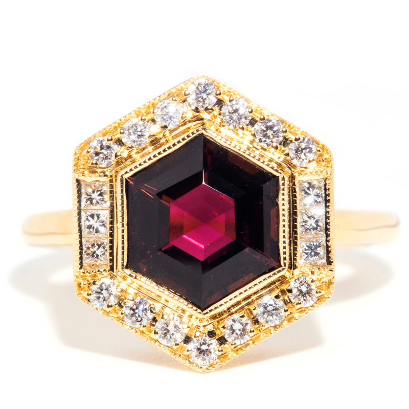 Saffron 18ct Gold Red Purple Tourmaline & Diamond Ring Rings Imperial Jewellery Imperial Jewellery - Hamilton 