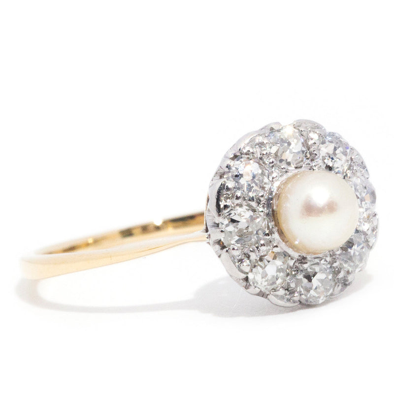 Sage 18ct Gold Pearl & Diamond Halo Ring* OB Gemmo $ Rings Imperial Jewellery 