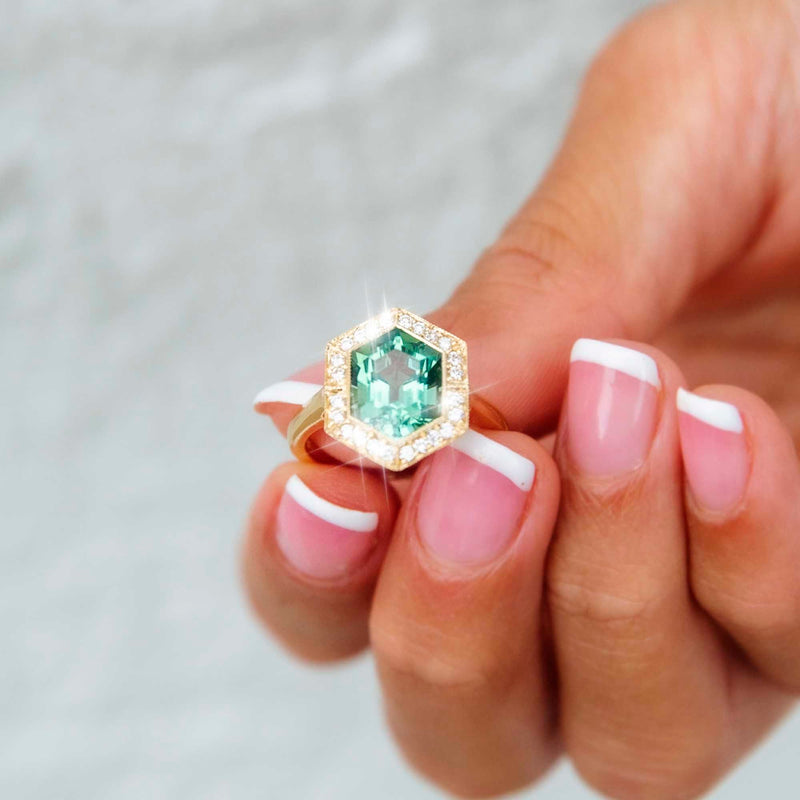 Sahara 18ct Gold Green Tourmaline & Diamond Ring* Gemmo $ Rings Imperial Jewellery 