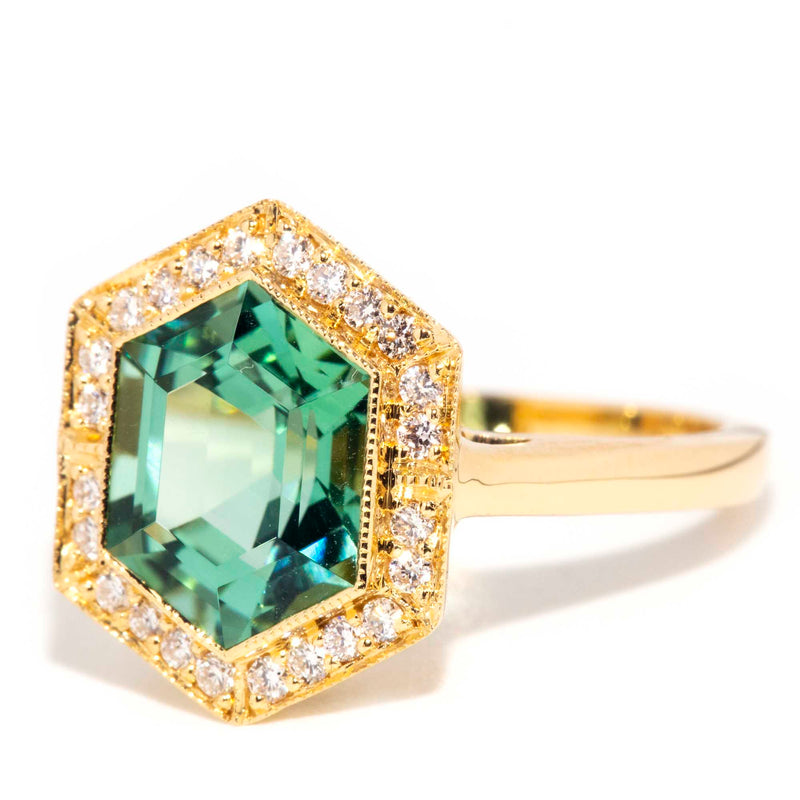 Sahara 18ct Gold Green Tourmaline & Diamond Ring* OB Gemmo $ Rings Imperial Jewellery 