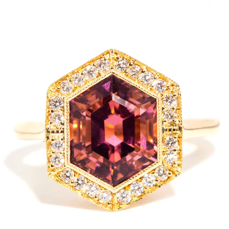 Sahara 18ct Gold Peachy Pink Tourmaline & Diamond Ring Rings Imperial Jewellery Imperial Jewellery - Hamilton 