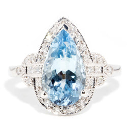 Santorini Aquamarine & Diamond Ring 18ct White Gold* GTG Rings Imperial Jewellery Imperial Jewellery - Hamilton 