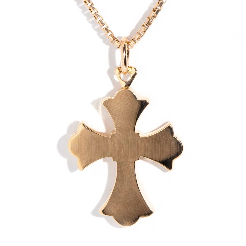 Saoirse 1930s 12ct Rose Gold Cross Pendant & Chain Pendants/Necklaces Imperial Jewellery 