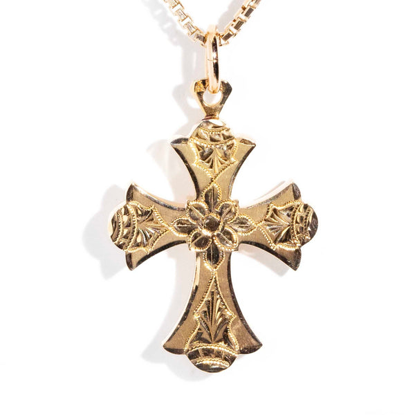 Saoirse 1930s 12ct Rose Gold Cross Pendant & Chain Pendants/Necklaces Imperial Jewellery Imperial Jewellery - Hamilton 
