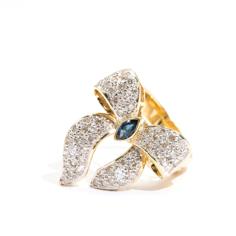Sapphire-Diamond-Bow-Ring-Bessie-IJ-0321-469 Imperial Jewellery - Auctions, Antique, Vintage & Estate