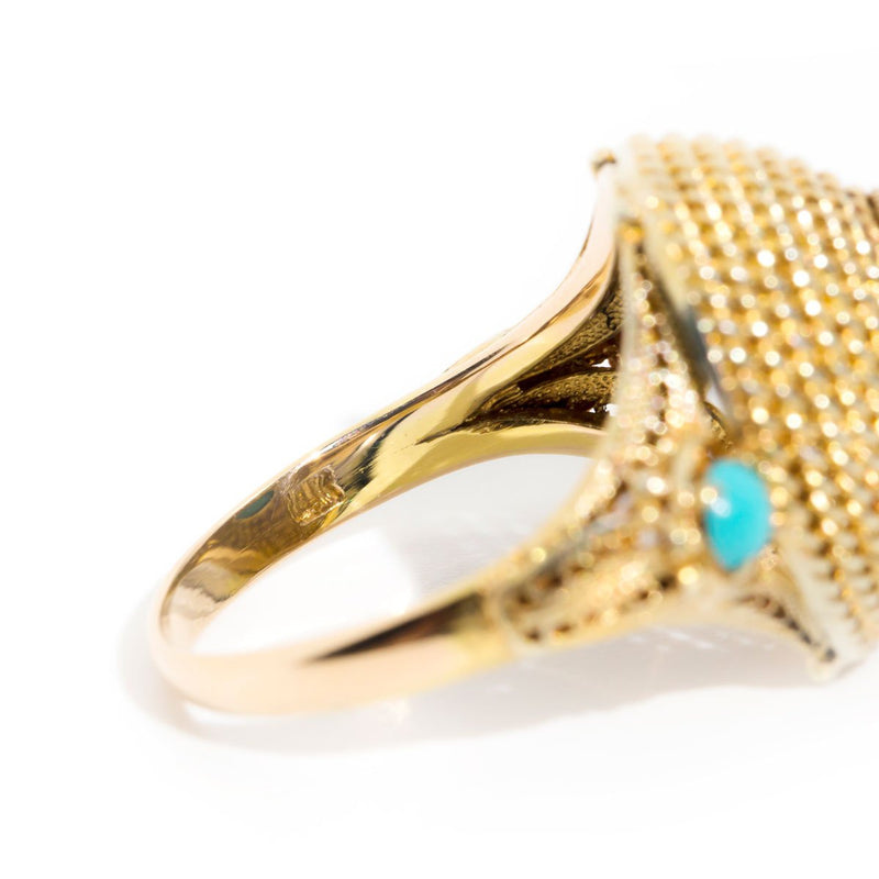 Sara 14ct Gold Turquoise Vintage Cone Shaped Cocktail Ring*Gemmo Rings Imperial Jewellery