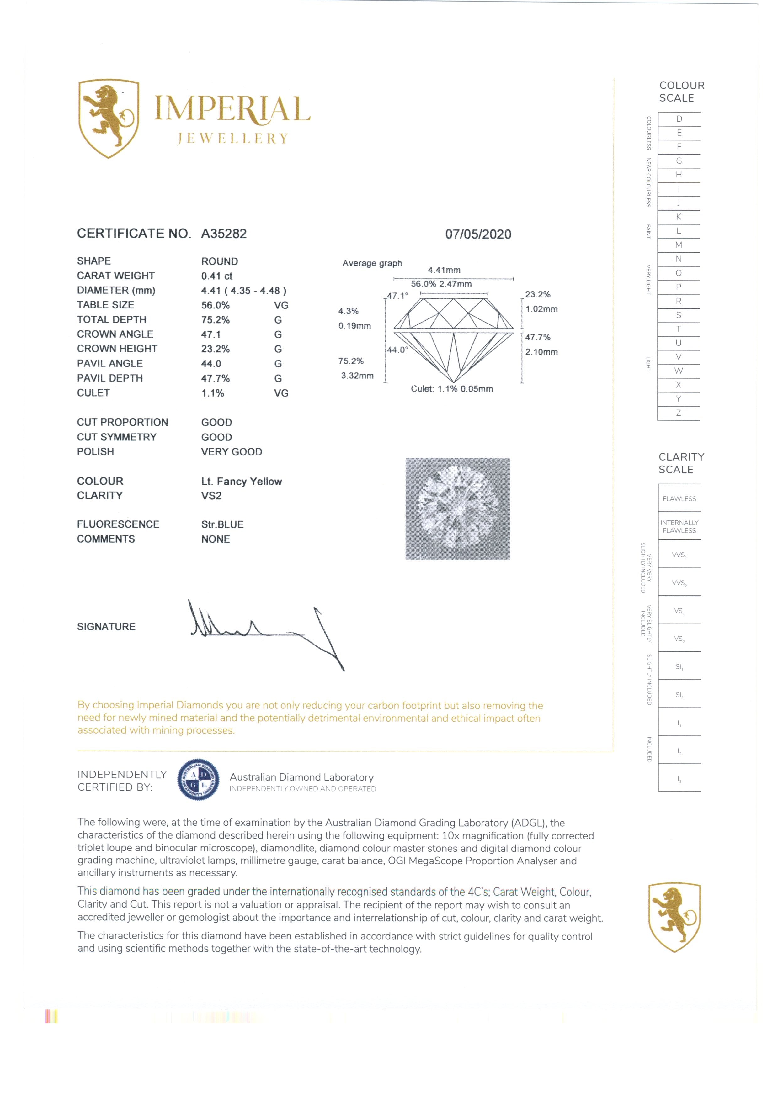 Saville Certified 0.71 & 0.41 Carat Diamond Engagement Ring Rings Imperial Jewellery 