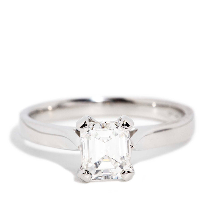 Tiffany Novo® Emerald-cut Engagement Ring with a Pavé Diamond Platinum Band