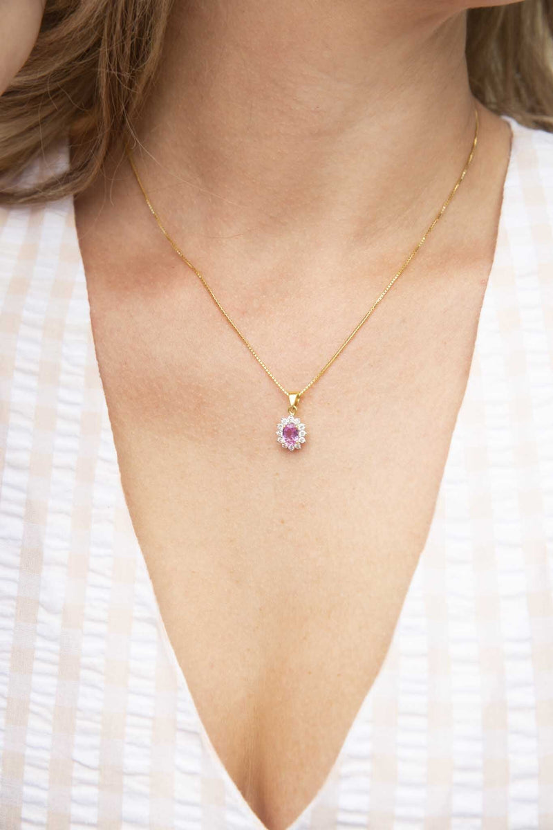 Scarlet 18ct Gold Sapphire & Diamond Pendant & Chain Pendants/Necklaces Imperial Jewellery 