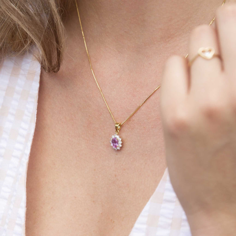 Scarlet 18ct Gold Sapphire & Diamond Pendant & Chain Pendants/Necklaces Imperial Jewellery 
