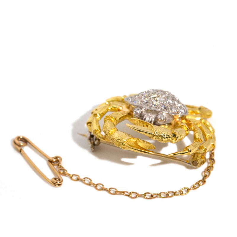 Sebastian 1970s Diamond Crab Brooch 18ct Gold* OB Brooches Imperial Jewellery 
