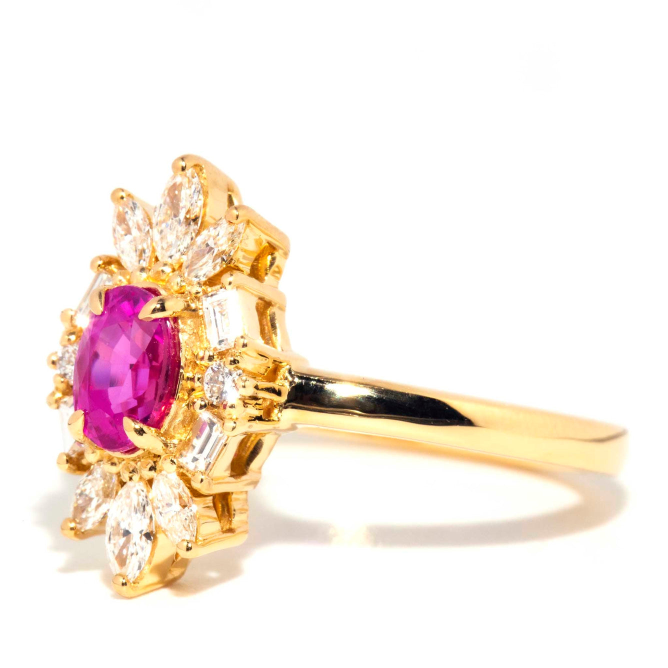 Selina Pink Sapphire & Diamond Halo Cluster Ring Rings Imperial Jewellery 