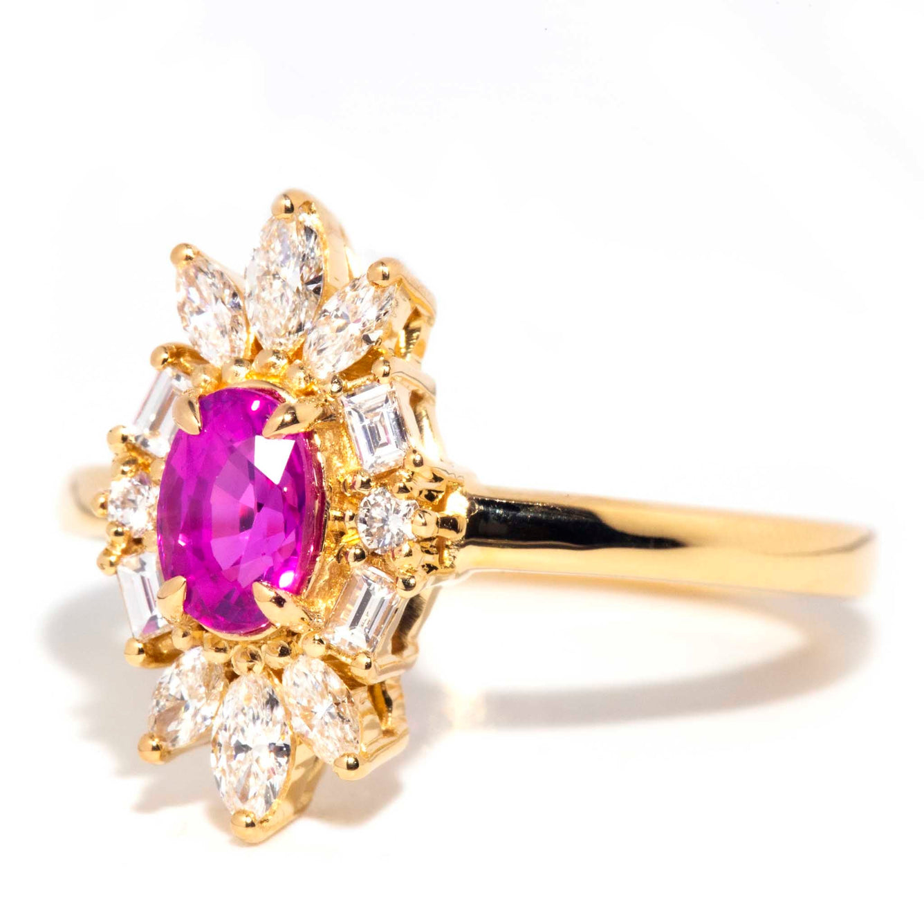 Selina Pink Sapphire & Diamond Halo Cluster Ring Rings Imperial Jewellery 