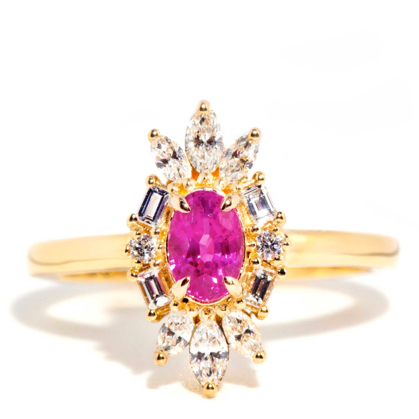 Selina Pink Sapphire & Diamond Halo Cluster Ring Rings Imperial Jewellery Imperial Jewellery - Hamilton 