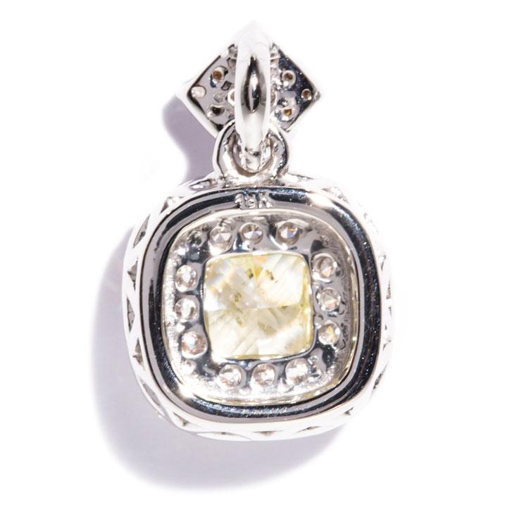 Serenity 18 Carat White Gold Yellow Diamond Double Halo Pendant Pendants/Necklaces Imperial Jewellery