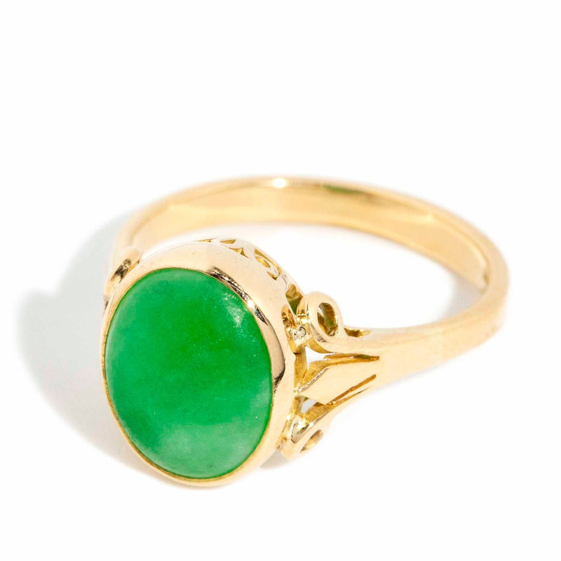 Shiloh 1970s Jade Cabochon Ring 18ct Gold* DRAFT Rings Imperial Jewellery 