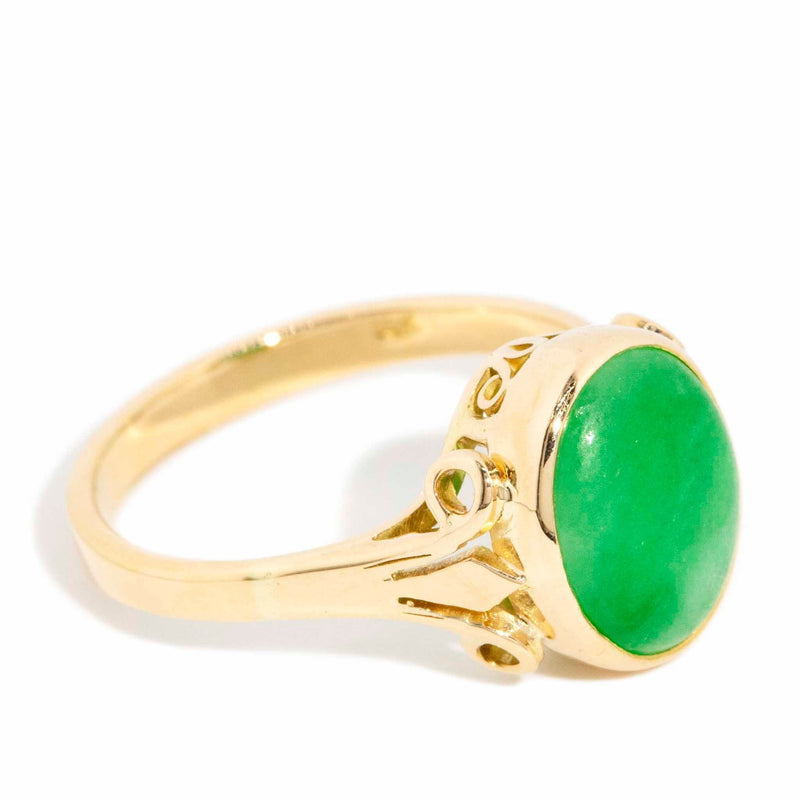 Shiloh 1970s Jade Cabochon Ring 18ct Gold* DRAFT Rings Imperial Jewellery 