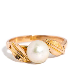 Signe 1970s Pearl Leaf Ring 18ct Gold* DRAFT Rings Imperial Jewellery Imperial Jewellery - Hamilton 