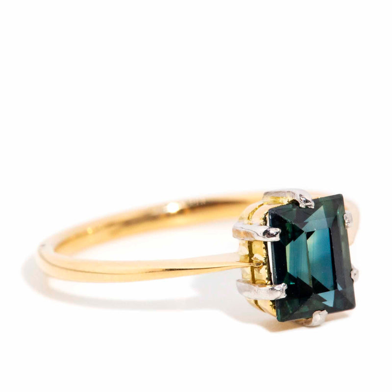 Sojourner 1970s 1.41 Carat Teal Sapphire Ring 18ct Gold* DRAFT Rings Imperial Jewellery 