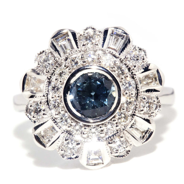 Solace 18ct White Gold Sapphire & Diamond Halo Starburst Ring* OB Gemmo $ Rings Imperial Jewellery Imperial Jewellery - Hamilton 