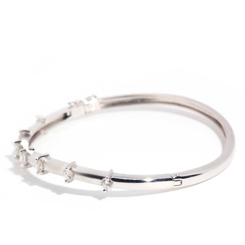Soleil Contemporary 18ct White Gold Diamond Hinged Bangle* GTG Bracelets/Bangles Imperial Jewellery 