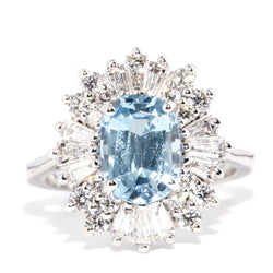Stella 18ct White Gold Aquamarine Diamond Cluster Ring Rings Imperial Jewellery Imperial Jewellery - Hamilton 