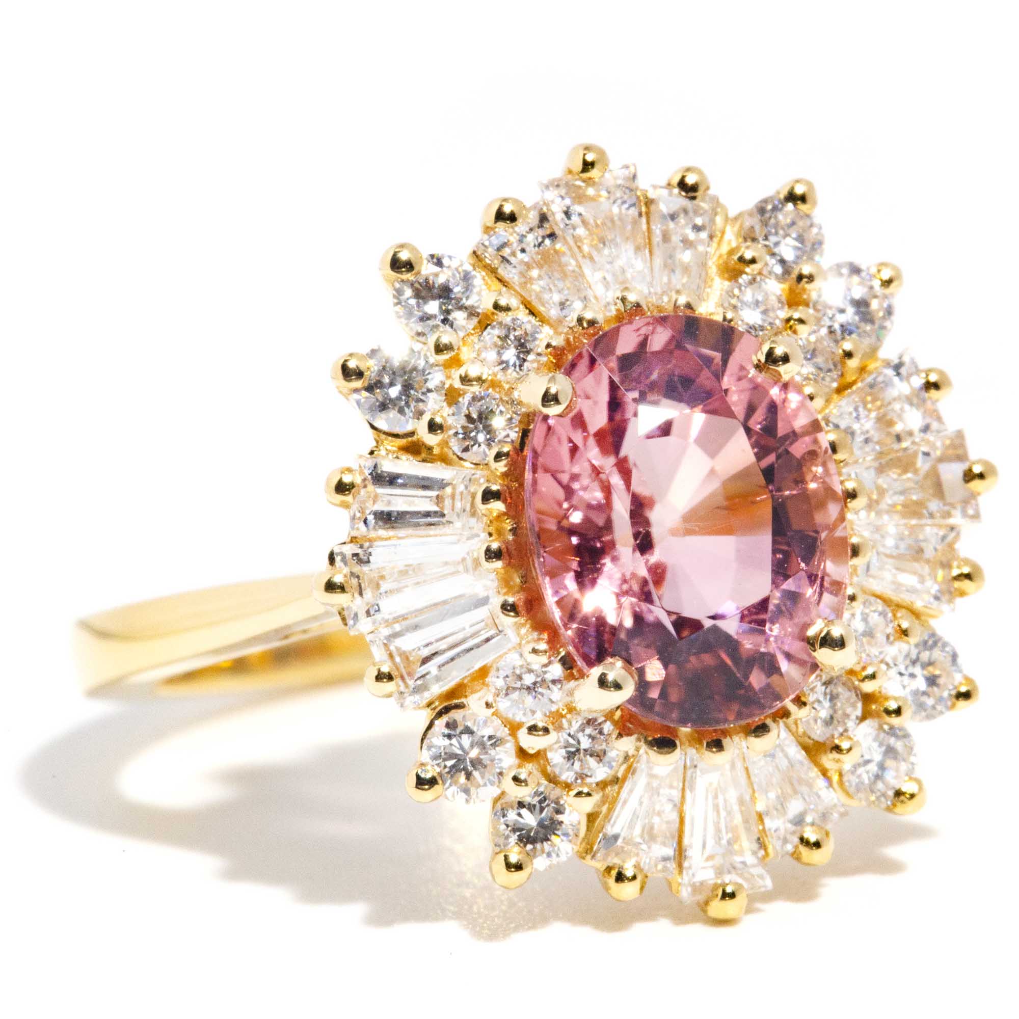 Stella 2.22ct Pink Tourmaline & Diamond 18ct Gold Ring Rings Imperial Jewellery